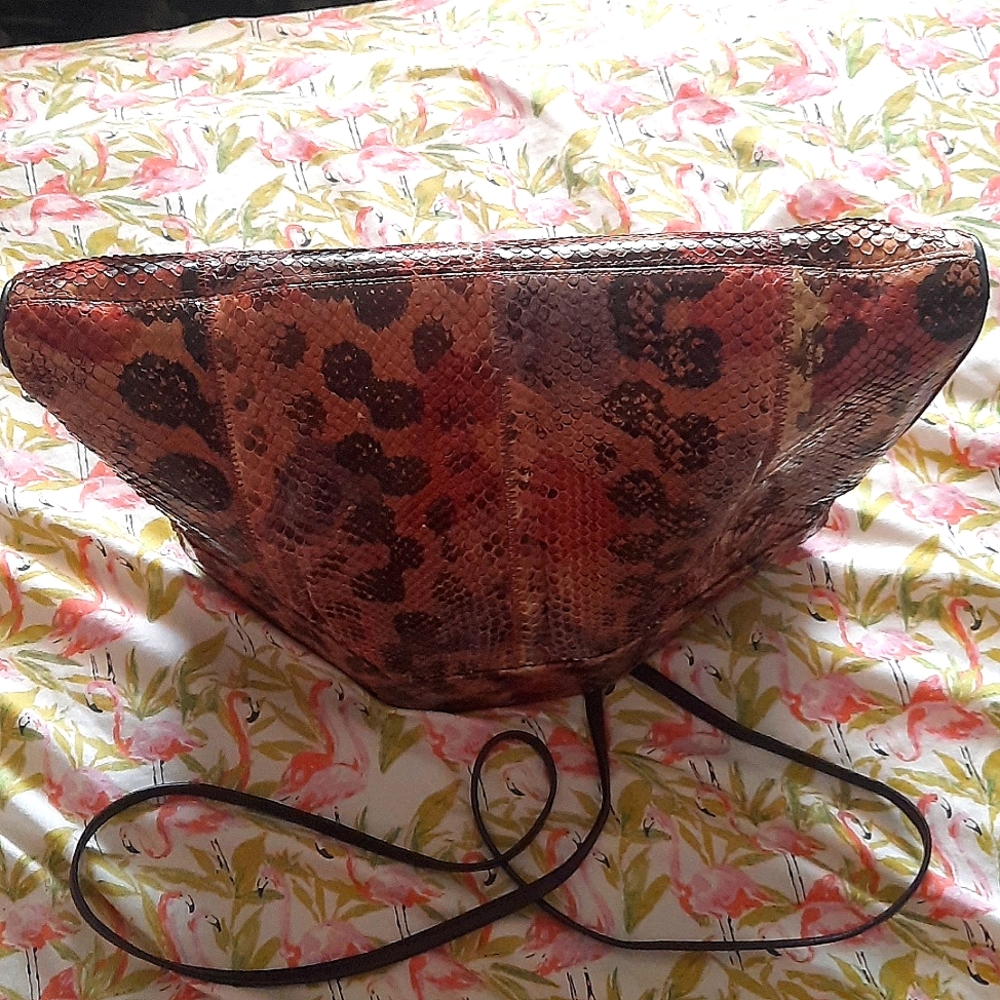 1980s Bags By Varon Vintage Multicolored Snakeskin Cocktail Clutch Handb… - Picture 10 of 10